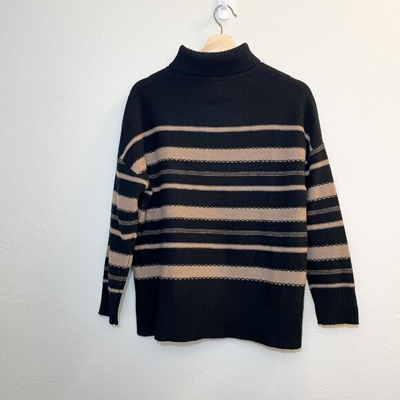 Van Kukil Women's Striped Cashmere Turtleneck Old Money Quiet Luxury, Size XS - Picture 2 of 8